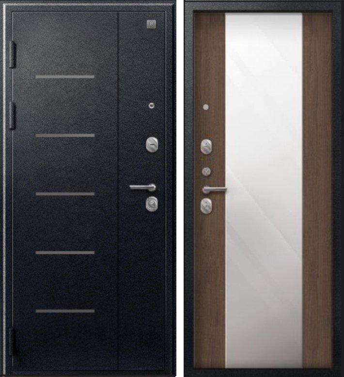 Дверь V-04 Черный муар - Миндаль Зеркало DIS007343